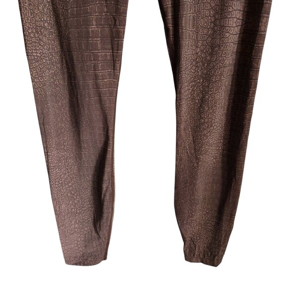 Varley Pants Brown Tan Medium Women's Luna Leggings Animal Alligator Print - Picture 2 of 8